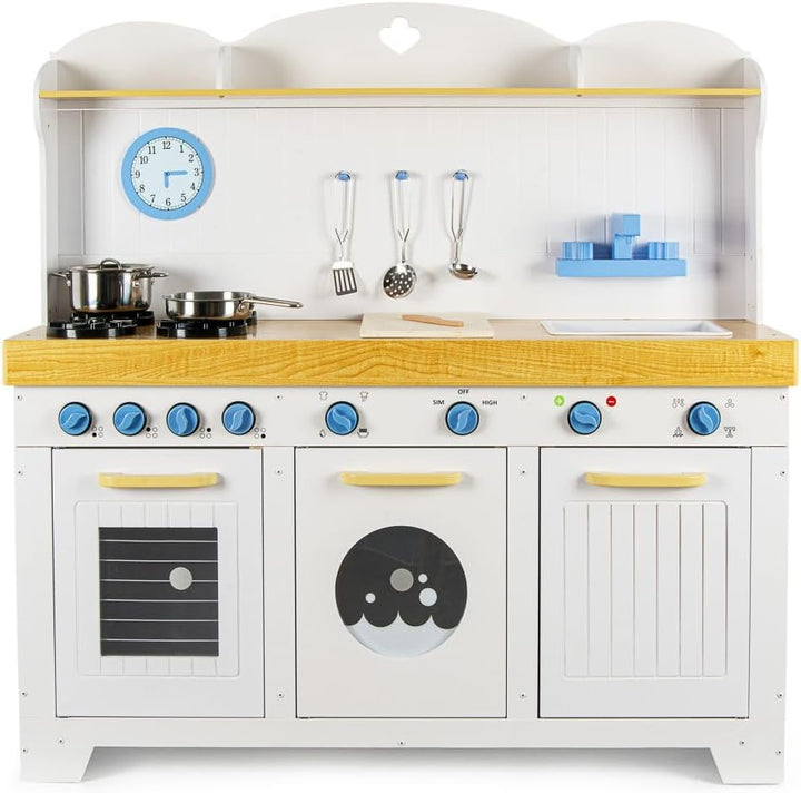 Leomark Grosse Kinderküche aus Holz Saint Tropez Spielküche mit Metalltöpfe Holzküche für Kinder Spi