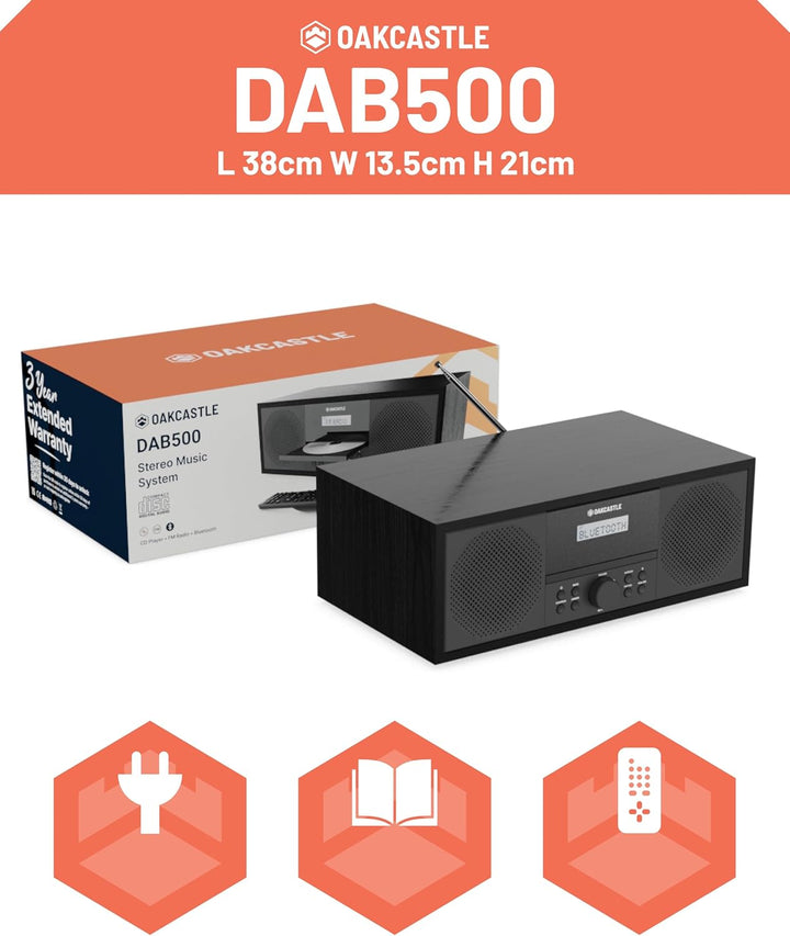 Dab+ Bluetooth Radio und CD-Player | 60 W Stereoanlage für zu Hause | integrierte Lautsprecher, LED-