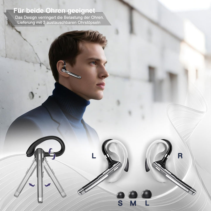 Headset Bluetooth 6.1 mit Dual Mikrofon 100 Std CVC8.0 Noise Cancelling In Ear Kopfhörer Kabellos Ko
