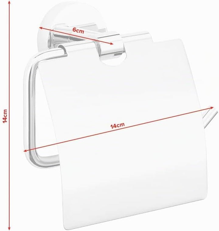 tesa EXXCELLENT Toilettenpapierhalter mit Deckel, verchromt - zur Wandbefestigung ohne Bohren, inkl.