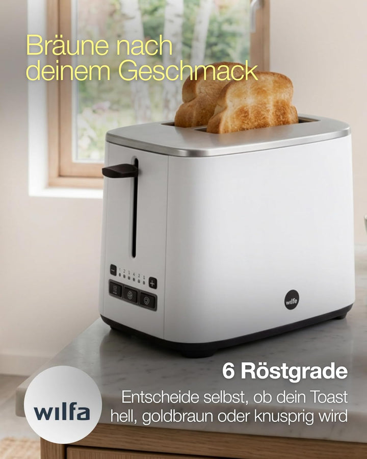 Wilfa CLASSIC Toaster - 2 Scheiben - 3 Programme - Verstellbare Hitzeeinstellungen - 1.000 Watt (wei