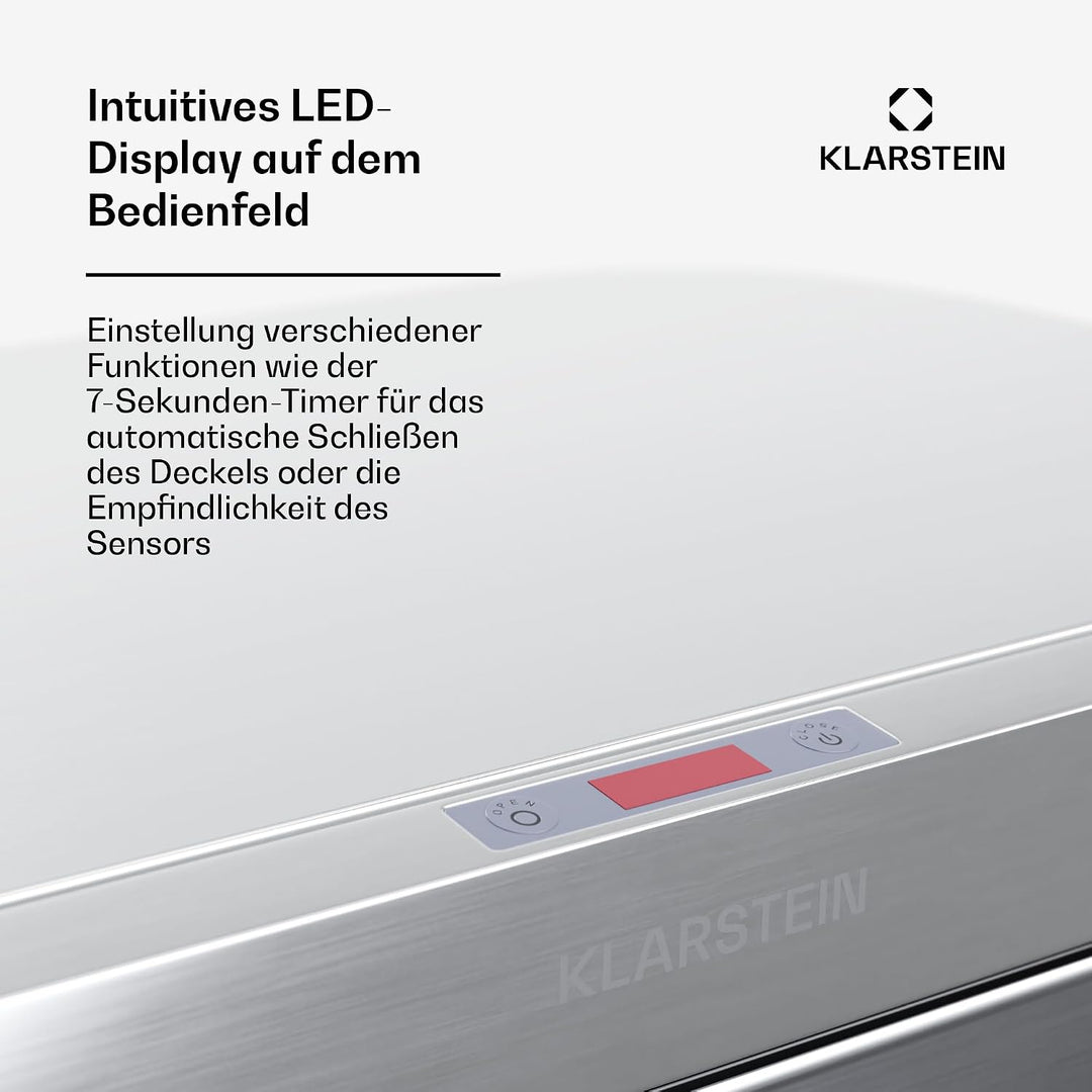 Klarstein Sensor-Mülleimer 50L - berührungslos &amp; hygienisch, Edelstahlgehäuse, Soft-Close-Deckel, id