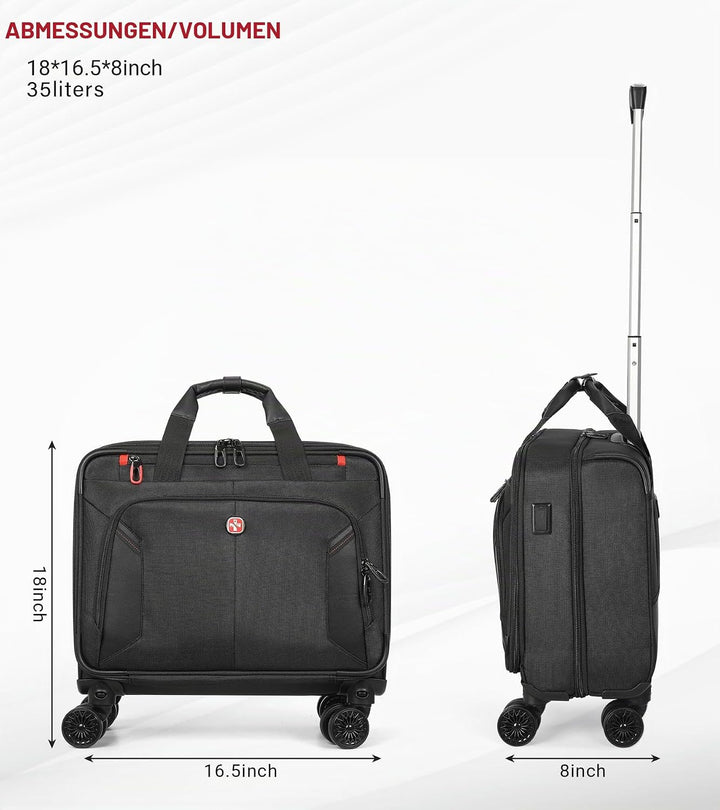 star cloud Laptop Trolley 17 Zoll, Business Trolley Herren, Laptop-Aktentasche mit 4 Rollen, Laptopt