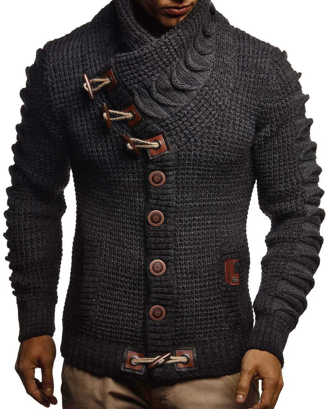 Leif Nelson Herren Strickjacke mit Knöpfen in Regular Fit, Männer Cardigan in Langarm Design, ideal