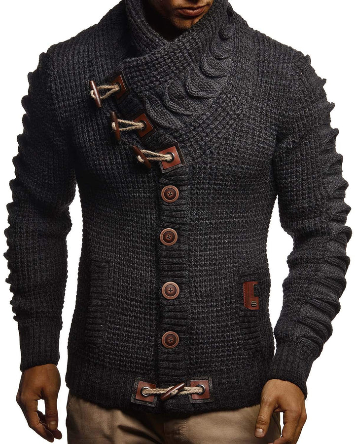Leif Nelson Herren Strickjacke mit Knöpfen in Regular Fit, Männer Cardigan in Langarm Design, ideal