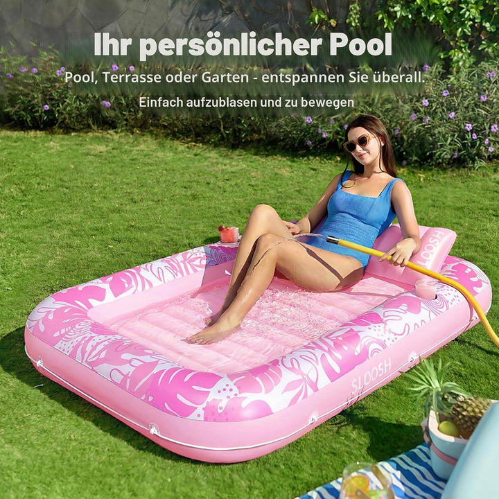 SLOOSH Aufblasbare Tanning Pool, 70" x 46"/ 85" x 57" Grosse aufblasbarer Luftmatratze für Erwachsen