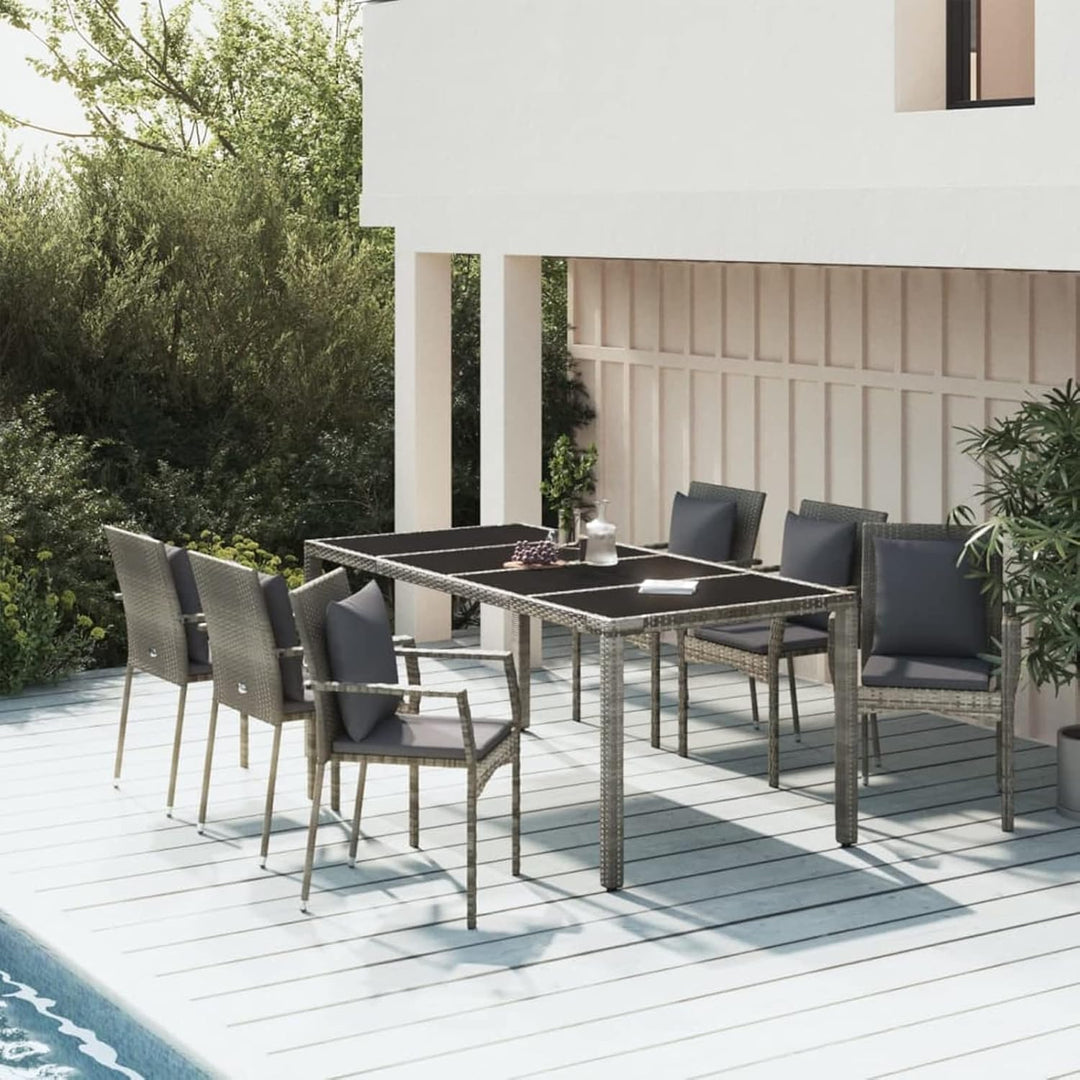 Festnight 7 teilig Garten Sitzgruppe Poly Rattan Gartenmöbel Set 6 Personen Essgruppe Gartentisch mi