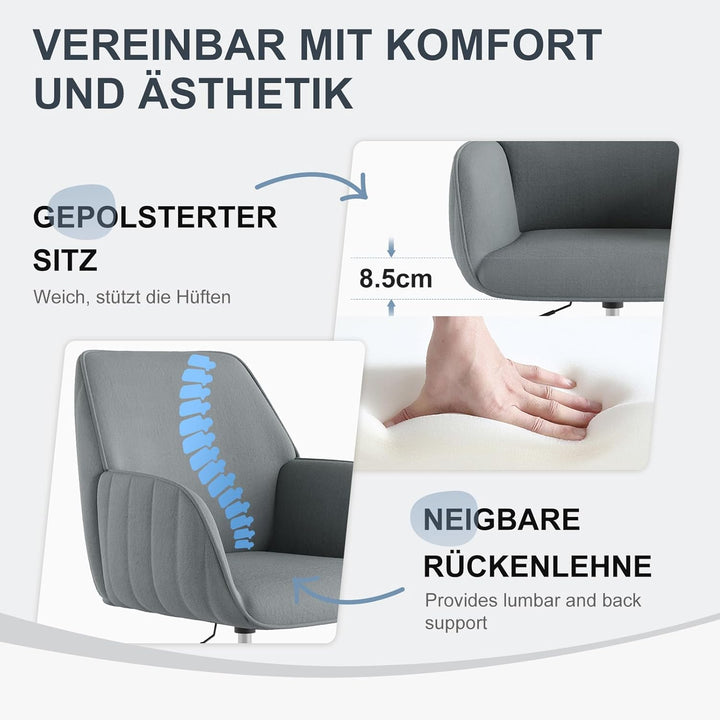Schreibtischsessel Bürostuhl Homeoffice bis 136kg Drehstuhl Samt Schminkstuhl mit Armlehnen Rollen E
