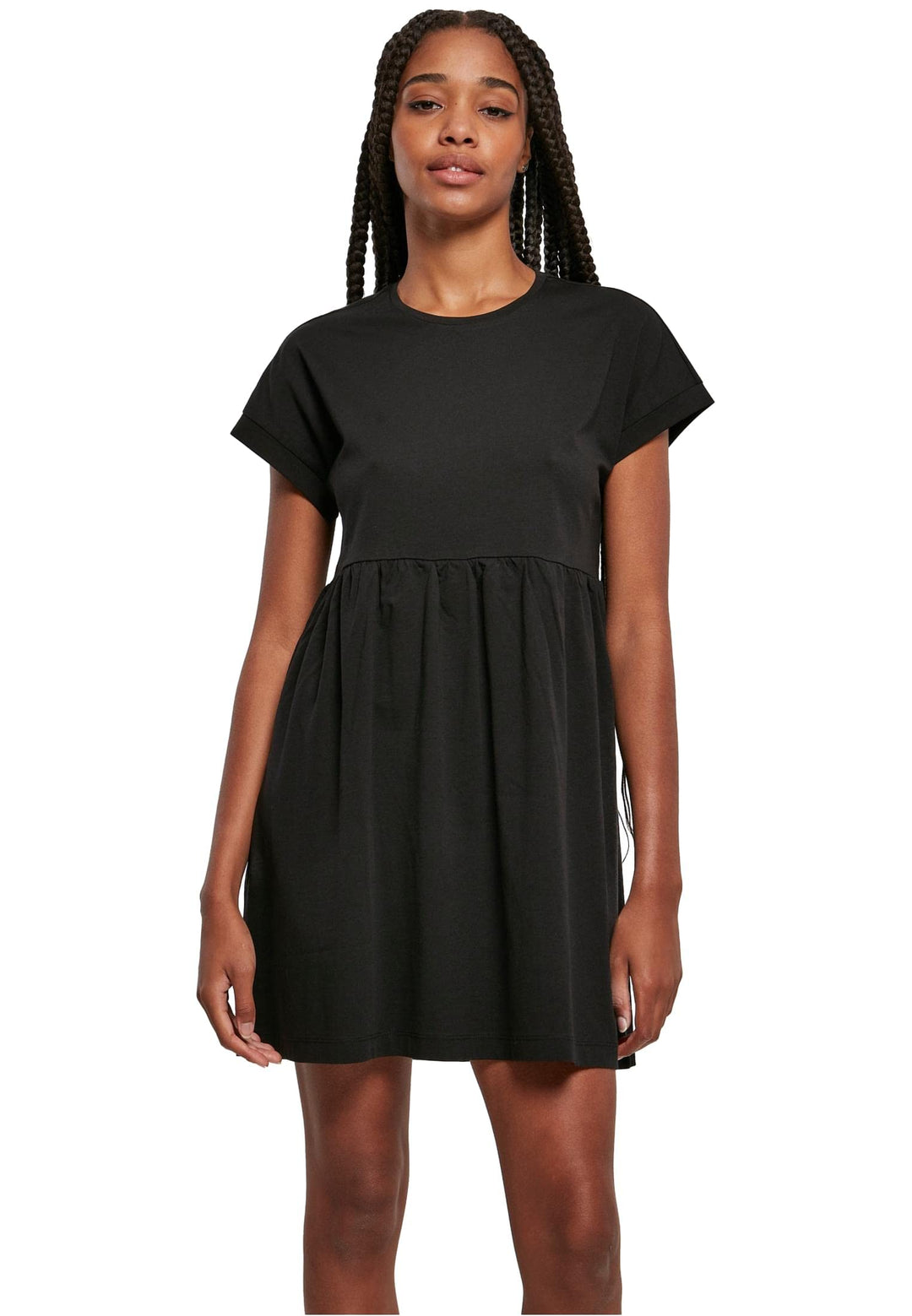 Urban Classics Damen Kleid Ladies Organic Empire Valance Tee Dress, Volantkleid für Frauen, Loose Fi