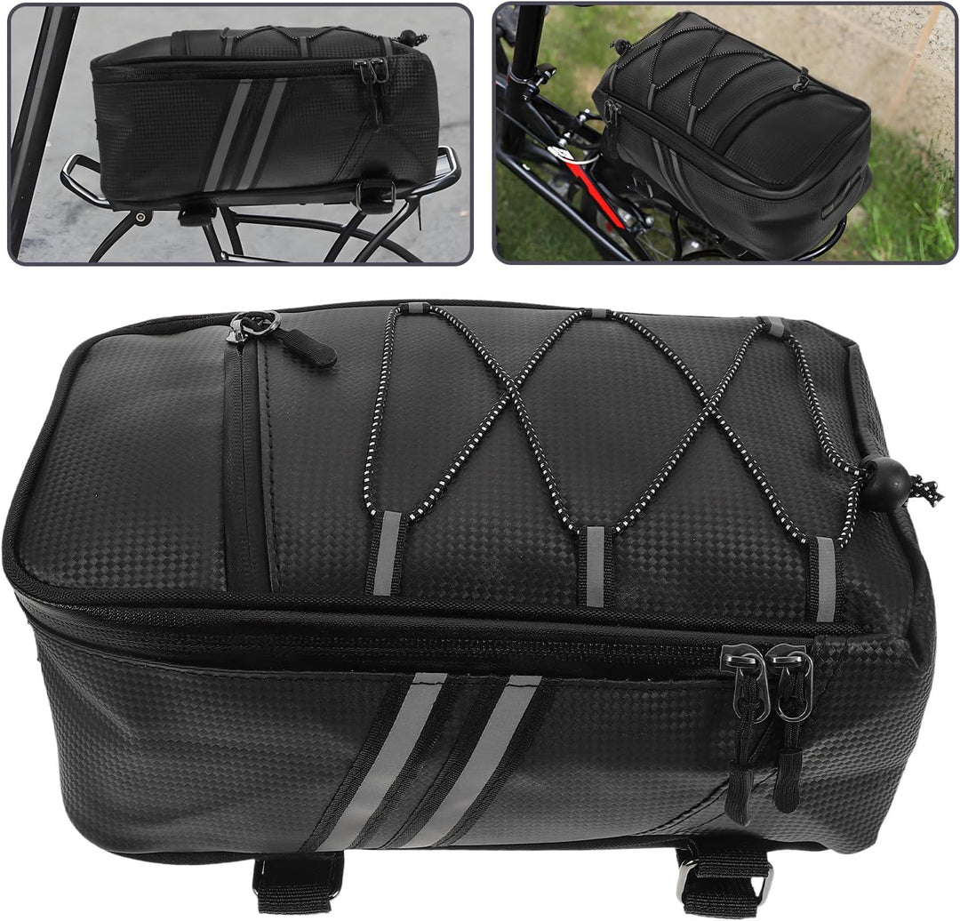 Cabilock wasserdichte Fahrradtasche aus Pu Leder Grosse Satteltasche für Gepäckträger Wiederverwendb