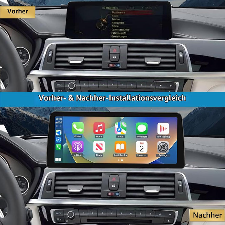 Autoradio 10,25 Zoll Touchscreen mit kabellosem Carplay und Android Auto für 2013-2016 BMW 3/4er F30
