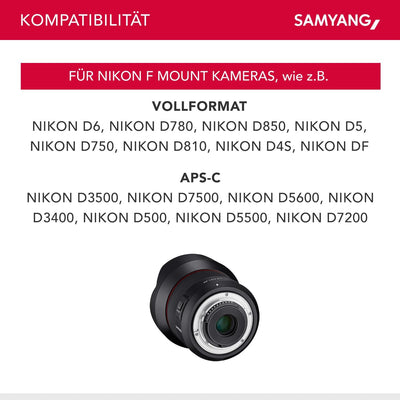 SAMYANG AF 14mm F2,8 kompatibel mit Nikon F - Autofokus Ultra Weitwinkel Objektiv mit 14 mm Festbren