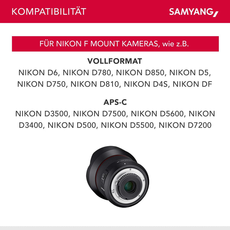 SAMYANG AF 14mm F2,8 kompatibel mit Nikon F - Autofokus Ultra Weitwinkel Objektiv mit 14 mm Festbren