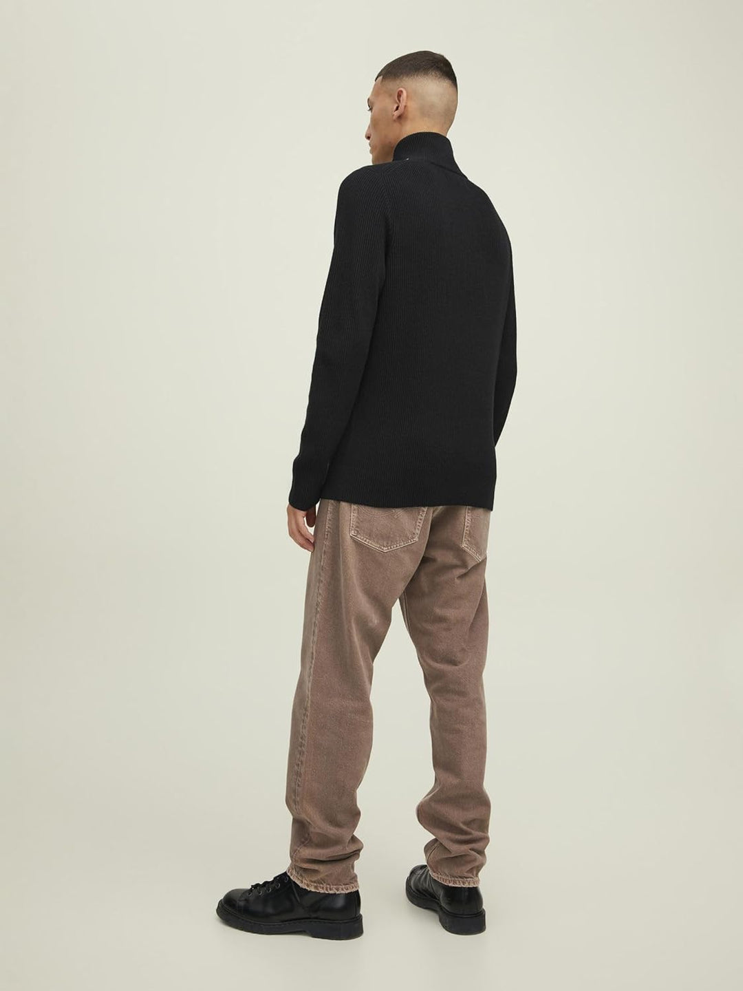Jack & Jones Men's JPRPERFECT Knit Half Zip SN Pullover, Black, XL