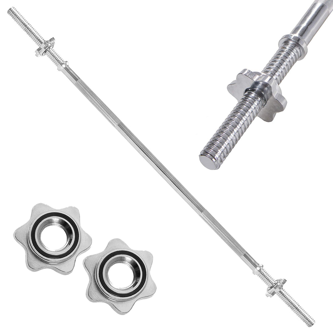 SPRINGOS Langhantelstange｜Riffelgriff｜Max. Belastung 160 kg｜Krafttraining｜Body Pump Silber 180 cm Ø