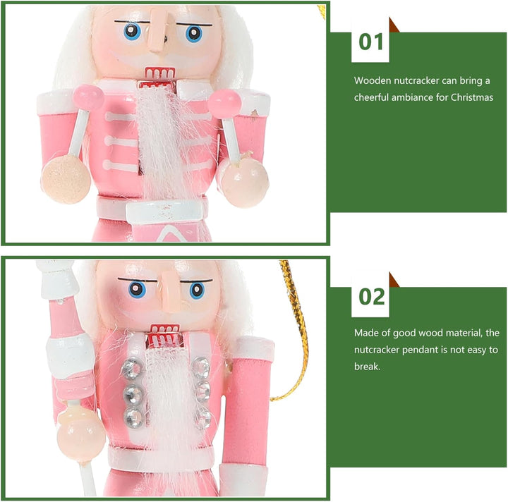 Veemoon 4 Stück Weihnachts Nussknacker aus Holz, 12cm - Soldat Ornamente Baumbehang Christbaumschmuc