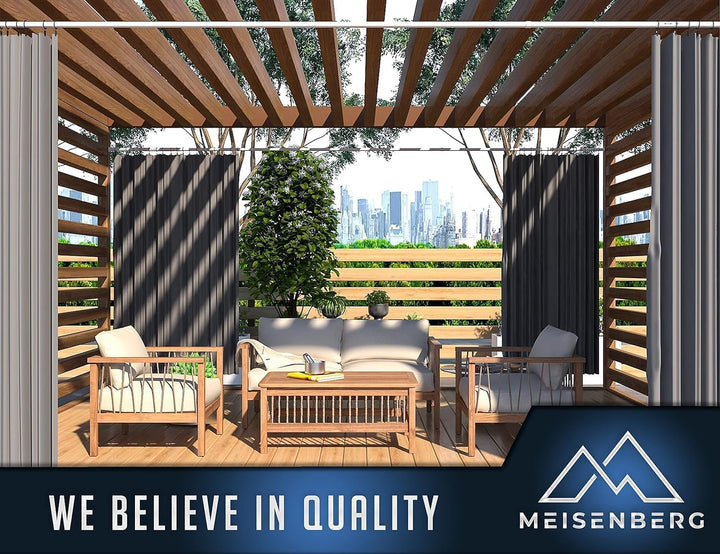 MEISENBERG Rostfreie Gardinenstange ohne Bohren 210-260cm, Ø32mm Weiss belastbare Klemmstange zum Au