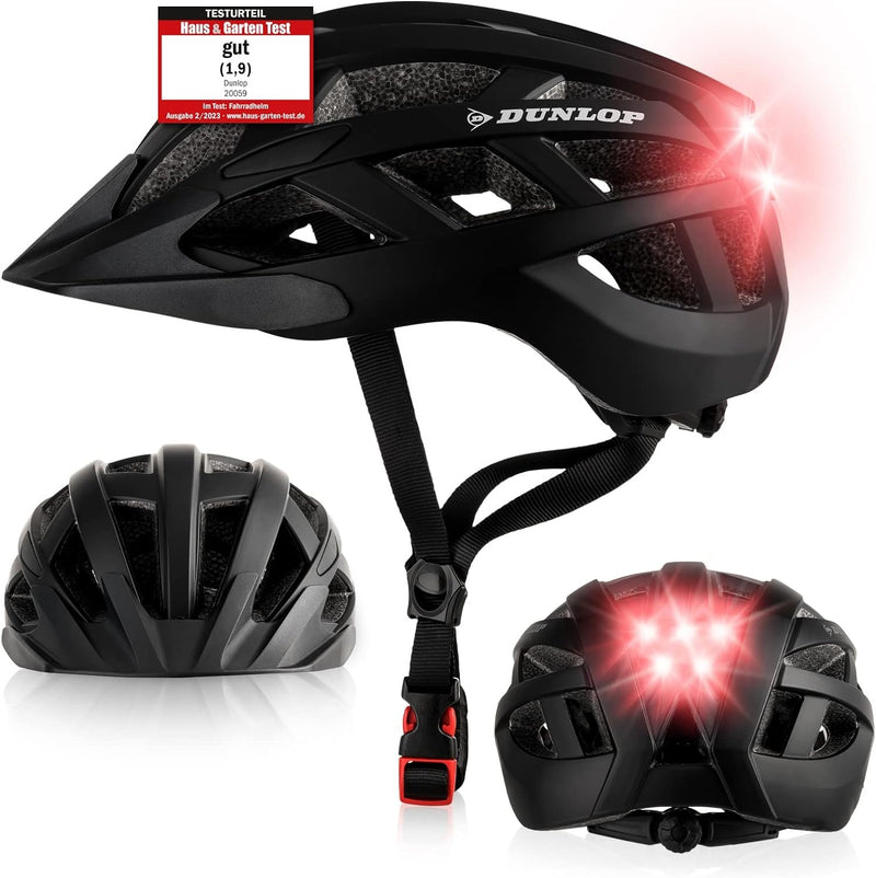 Dunlop Sports Fahrradhelm mit Licht S(52-56cm) Schwarz, S(52-56cm) Schwarz