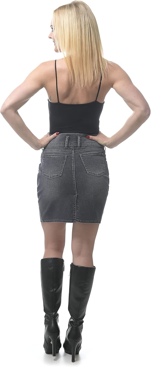 ROCK-IT Apparel® Damen Jeansrock - Figurbetont hohe Taille - Jeansstoff Weich und elastisch - Gehsch