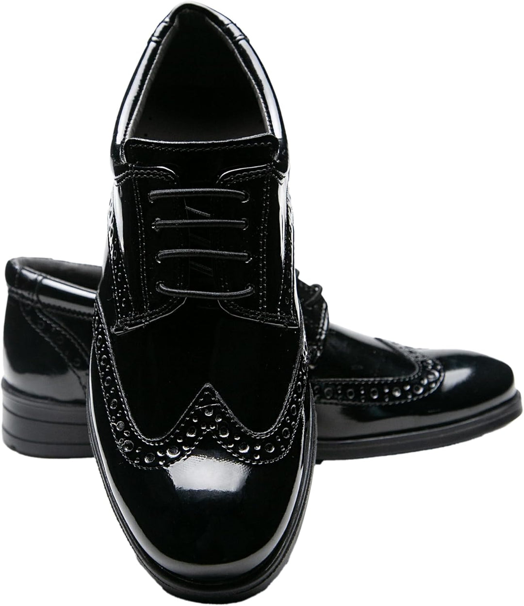 Jungen Kunstleder Lack Brogue Abendschuhe Schnürschuhe formelle Hochzeit Pagenkopf Schuhe, Lackschwa