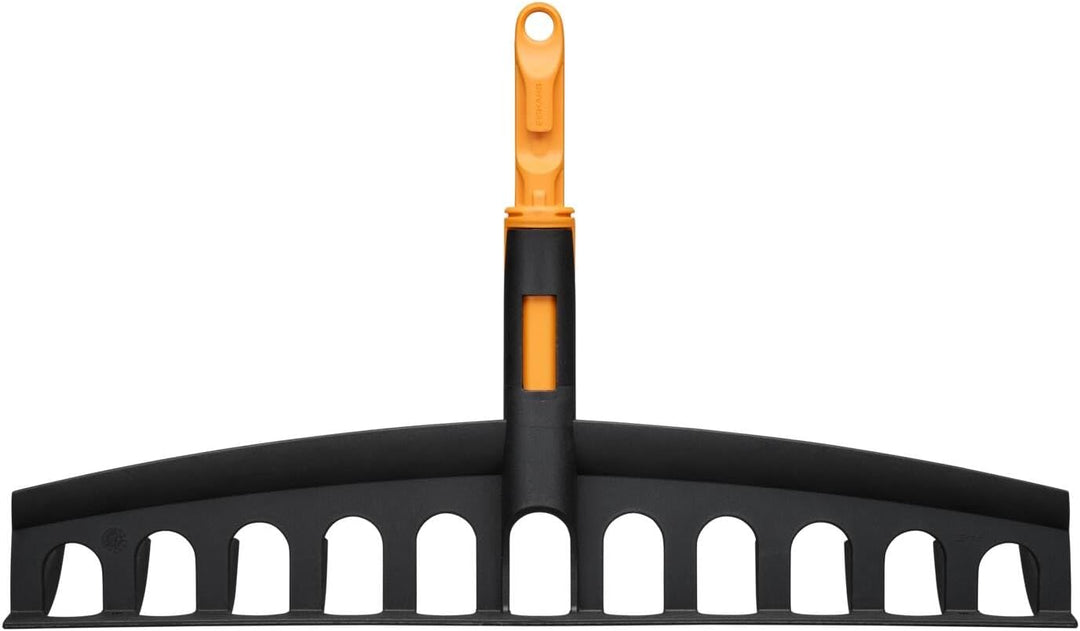 Fiskars OneClick Universalrechen, Rechen-Aufsatz für Gras und Laub, Müheloses Wechseln mit nur einem