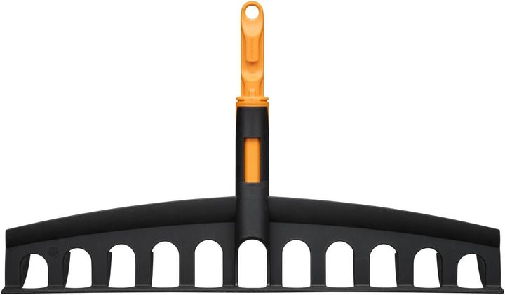 Fiskars OneClick Universalrechen, Rechen-Aufsatz für Gras und Laub, Müheloses Wechseln mit nur einem