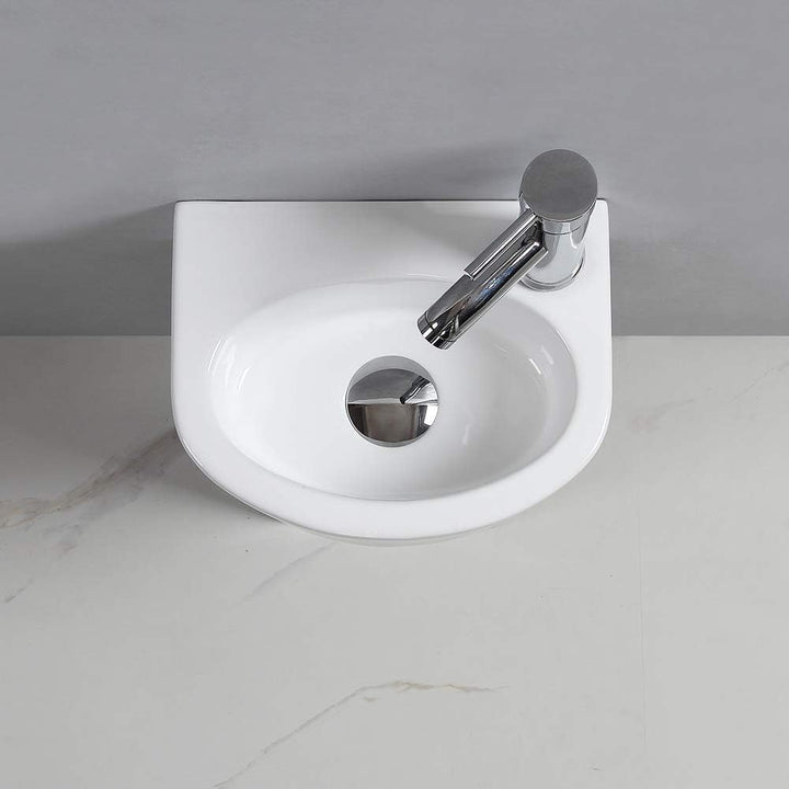Ovaler Waschtisch, Wandmontage, Keramik-Waschbecken, für kleine Garderoben und Badezimmer, . Moderne