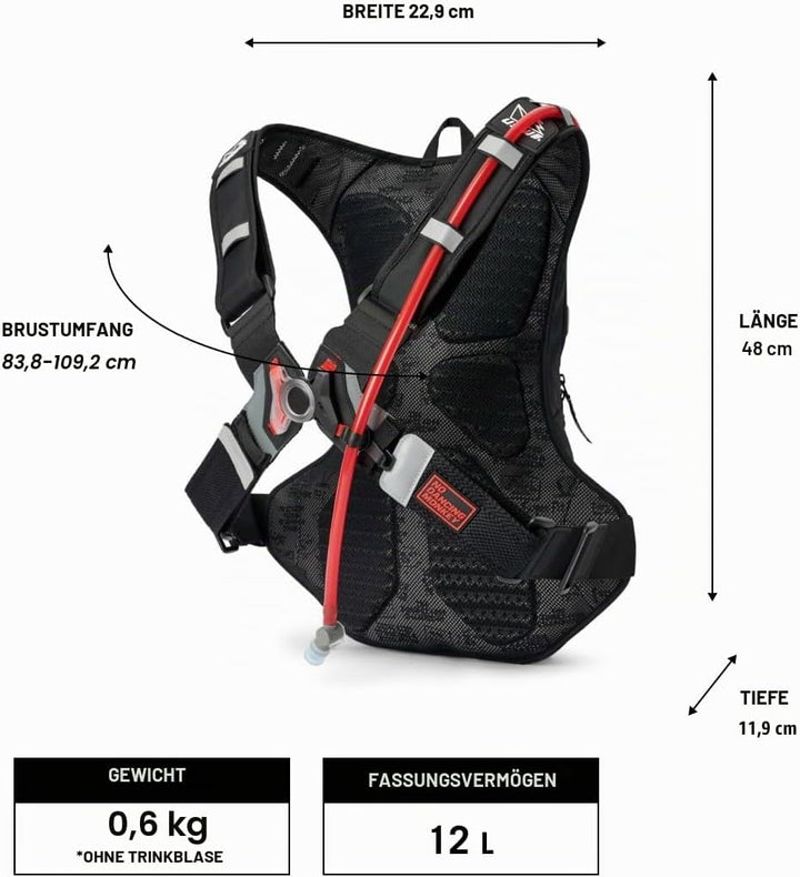 USWE Raw Hydration Pack – mit Wasserblase, EIN High-End, Bounce Free Rucksack für Enduro und Offroad