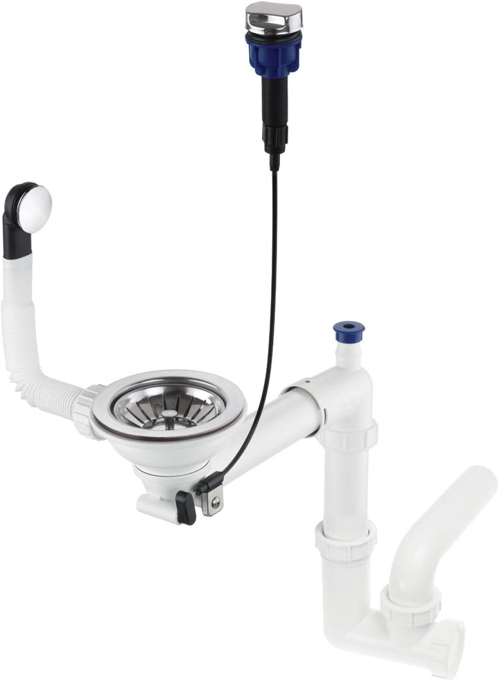 GRANMASTER Siphon Küchenspüle Automatischer 1-Kammer Raumsparsiphon mit überlauf - Ablaufgarnitur fü