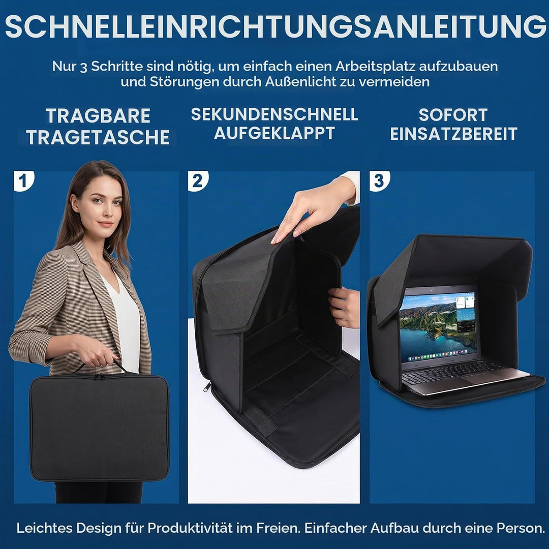 RANJIMA Laptop-Sonnenschutz, Klappbare 2-in-1 Laptoptasche, Universal Computer-Sonnenschutz, Tragbar