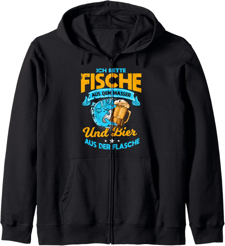 Ich rette Fische aus dem Wasser und Bier aus der Flasche Kapuzenjacke