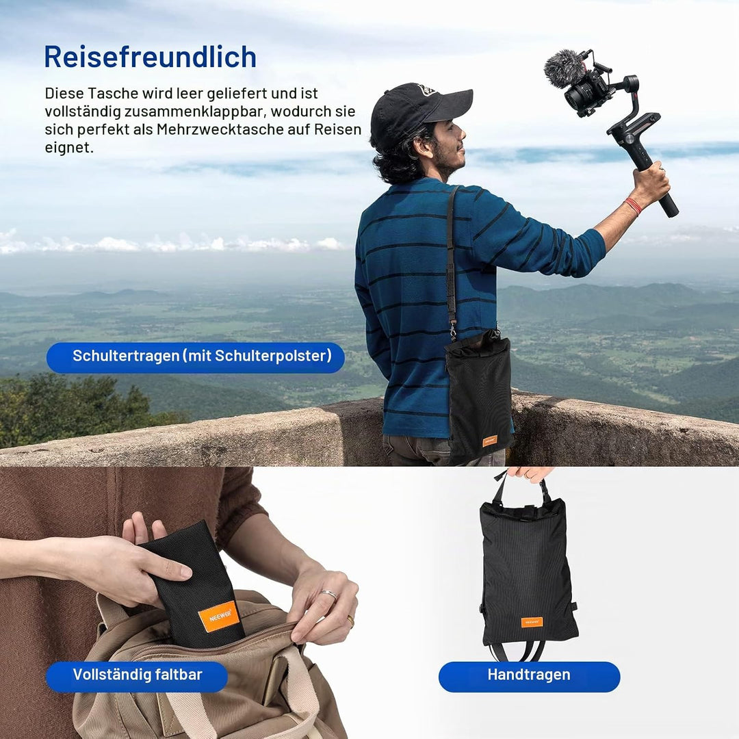 NEEWER Fotografie Sandsack 15,5 "x 9,4" Faltbare Aufbewahrungstasche mit Schultergurt, Polyester Sat