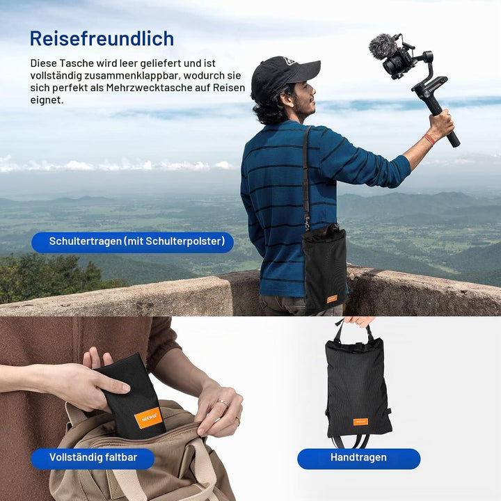 NEEWER Fotografie Sandsack 15,5 "x 9,4" Faltbare Aufbewahrungstasche mit Schultergurt, Polyester Sat