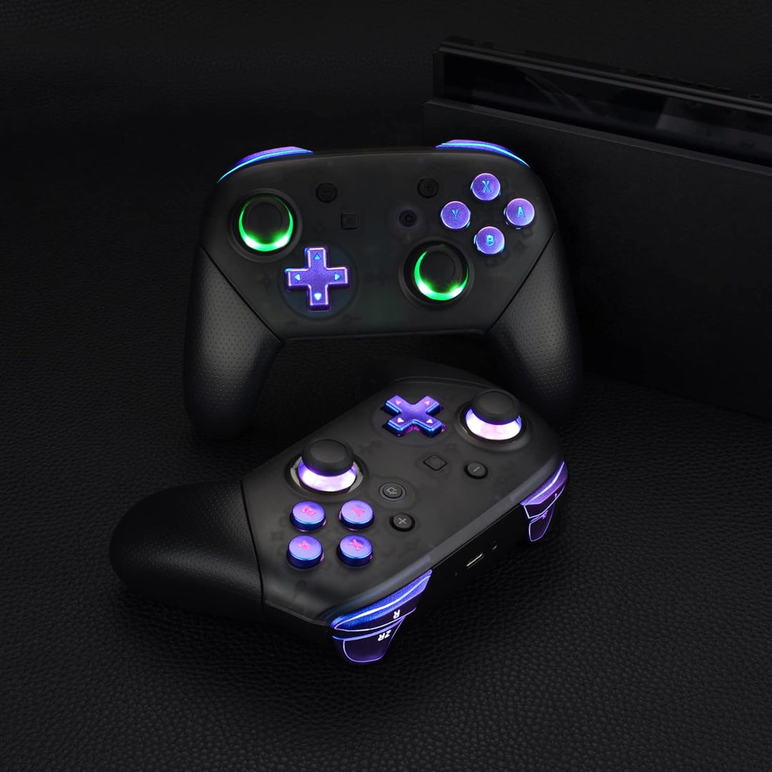 eXtremeRate DTFS LED Tasten Set für Switch pro Controller, 9 Farb-Modi 6 Separat-Tasten-Bereiche Con