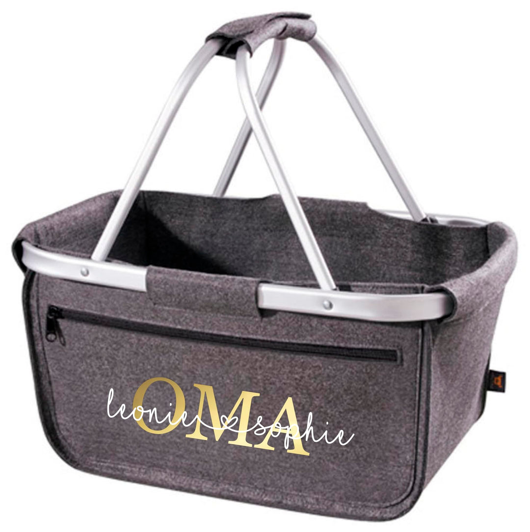 AWASG Einkaufskorb Oma - Personalisiert mit Name - Einkaufstasche faltbar Tragekorb mit Aufdruck - 4