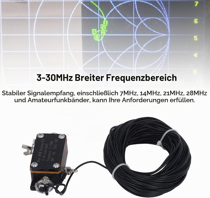 Tragbare HF-End-Fed-Antenne, 1:49 Balun Short Pocket End-Fed-Radioantenne, 3-30 MHz FE8 CW SSB End-F
