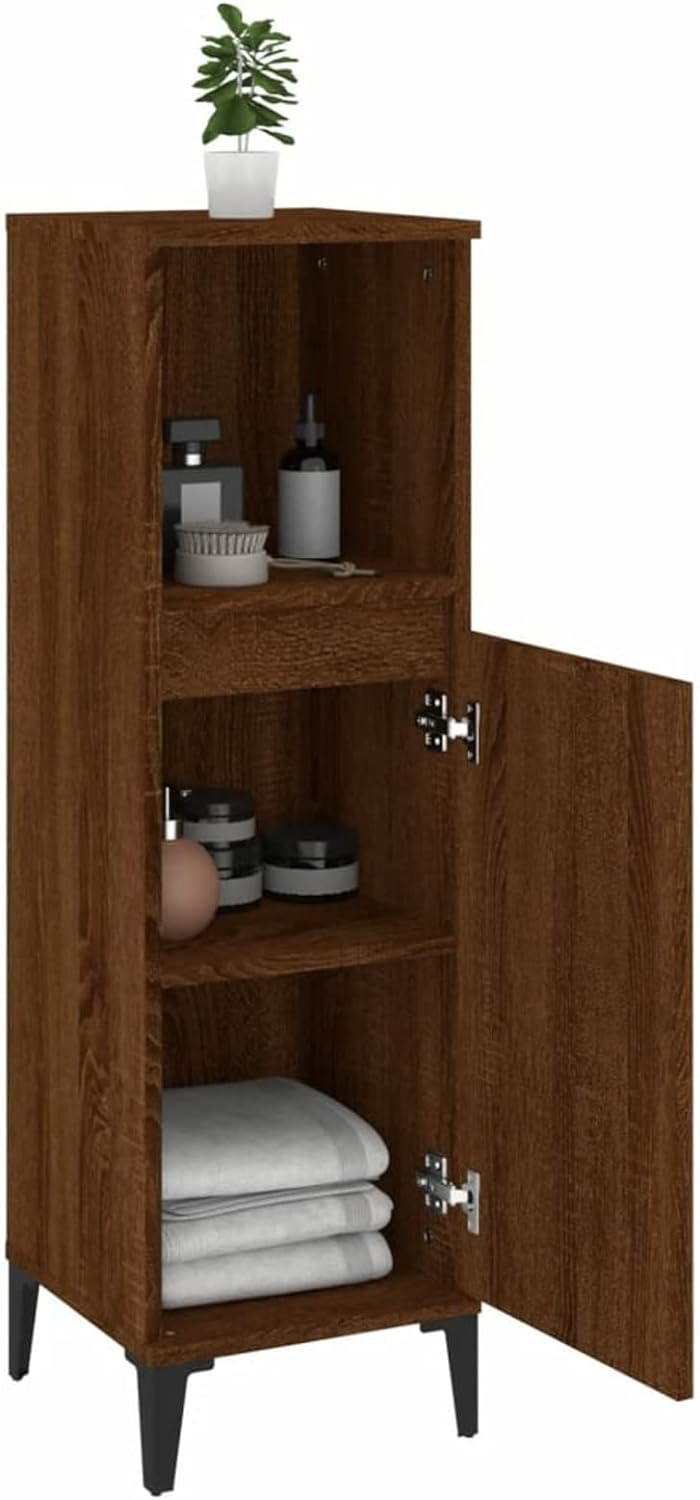 Tidyard Badezimmerschrank Mittlerer Schrank mit 1 Ablage und 2 Fächer hinter der Tür Badschrank Badr