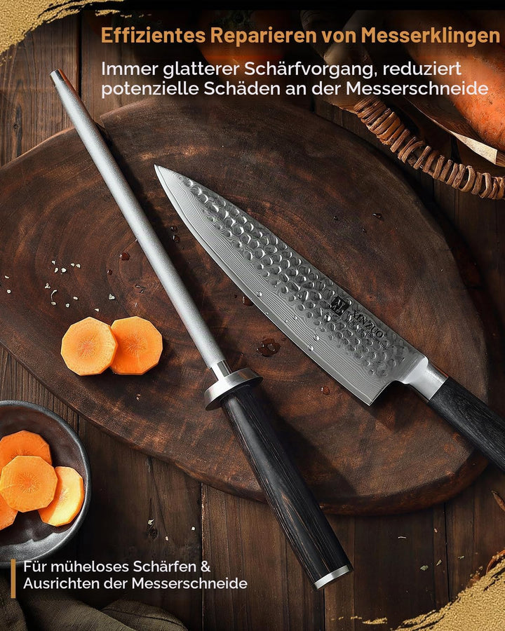 XINZUO 36.2cm Diamant Wetzstahl, Schleifstab Professionelle kohlenstoffreichem Stahl Wetzstab, für v