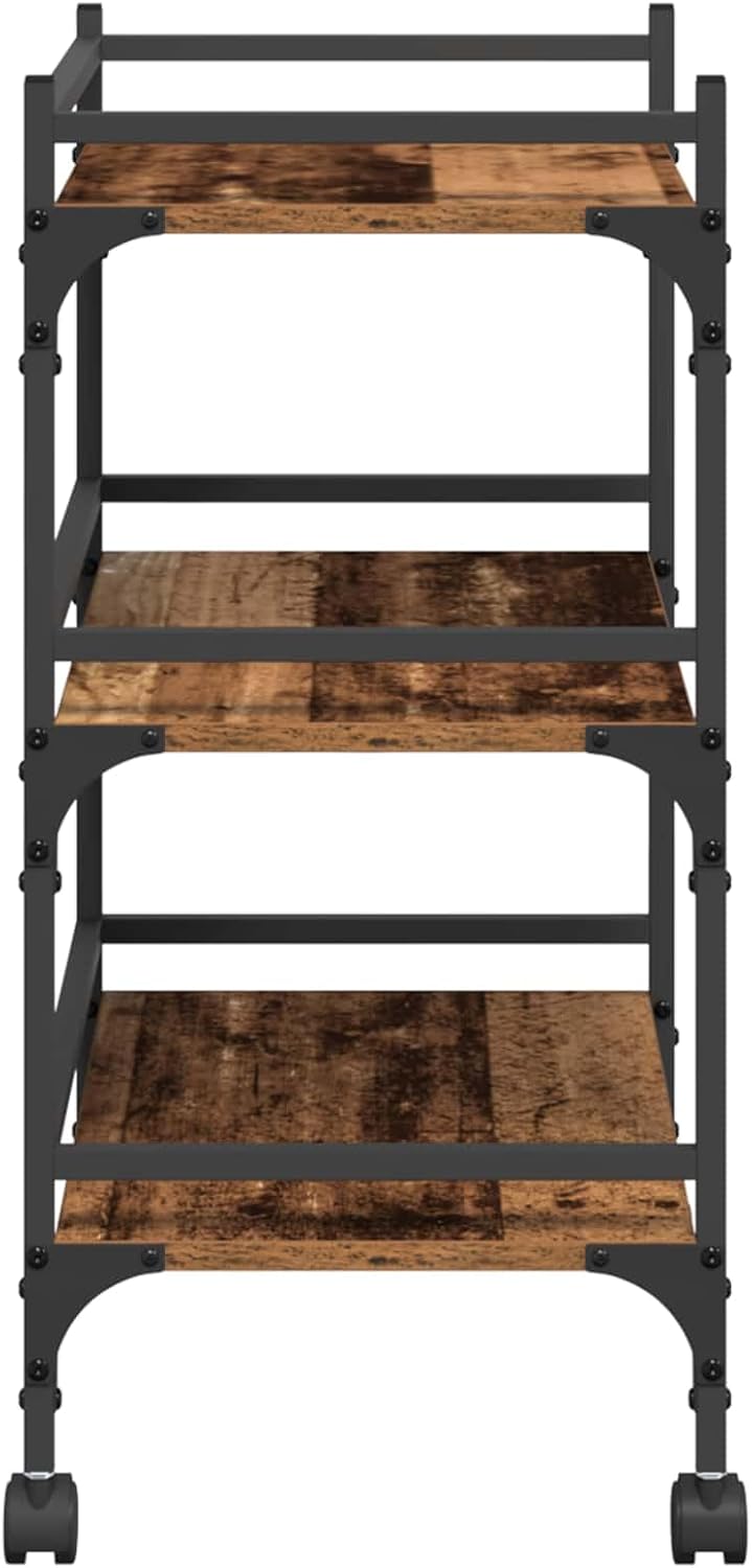 vidaXL Küchentrolley Altholz 50 x 35 x 75,5 cm Holzwerkstoff, Rollende Küchenkarre, Holz-Wagen, robu