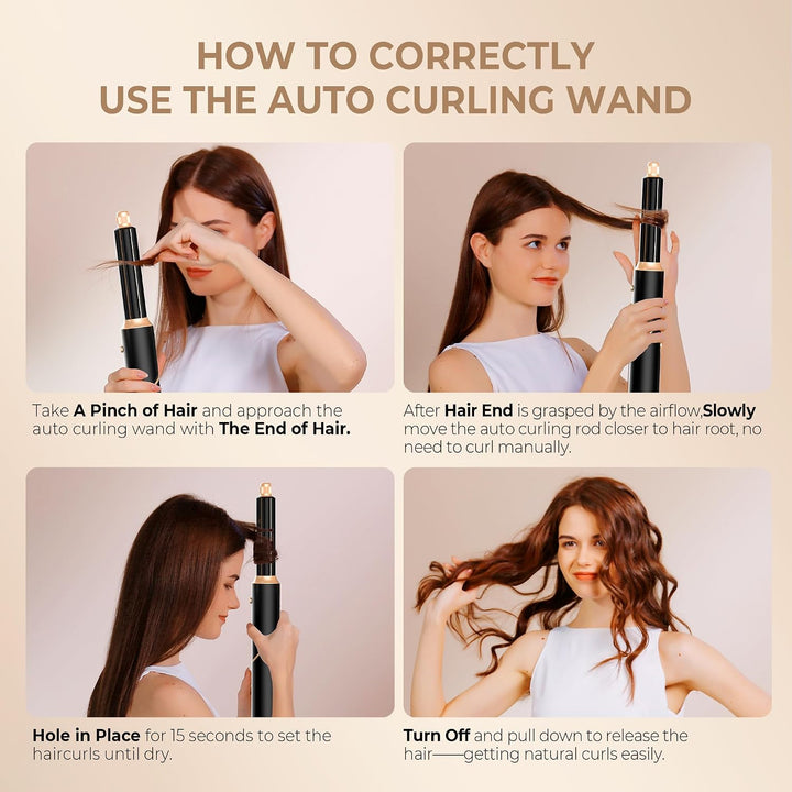 Hairstyler 5 in 1, Hair Styler Set, Airstyler 5 in 1, Haar Styler mit Automatischer Luft Lockenstab,
