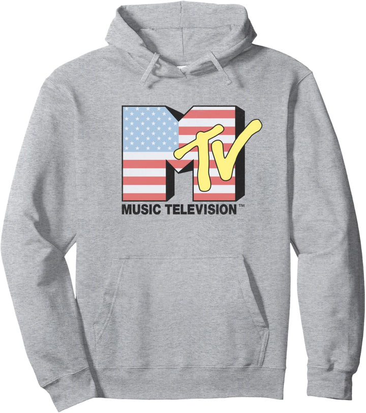 MTV Logo US Flag Faded Pullover Hoodie
