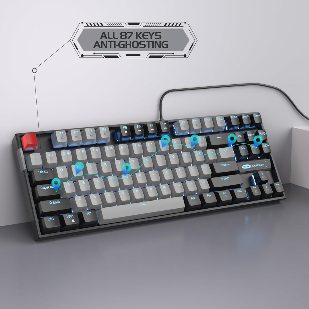 MageGee 75% Mechanische Gaming-Tastatur mit blauem Schalter, LED-Tastatur mit blauer Hintergrundbele