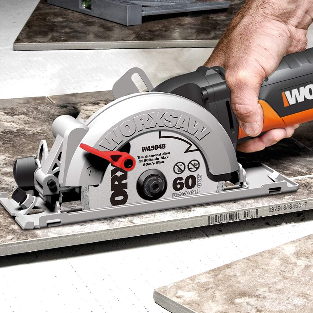 WORX WX439 Kompakt-Handkreissäge 480W - zum Sägen von Metall, Plastik, Holz, Stein und Fliesen - 120