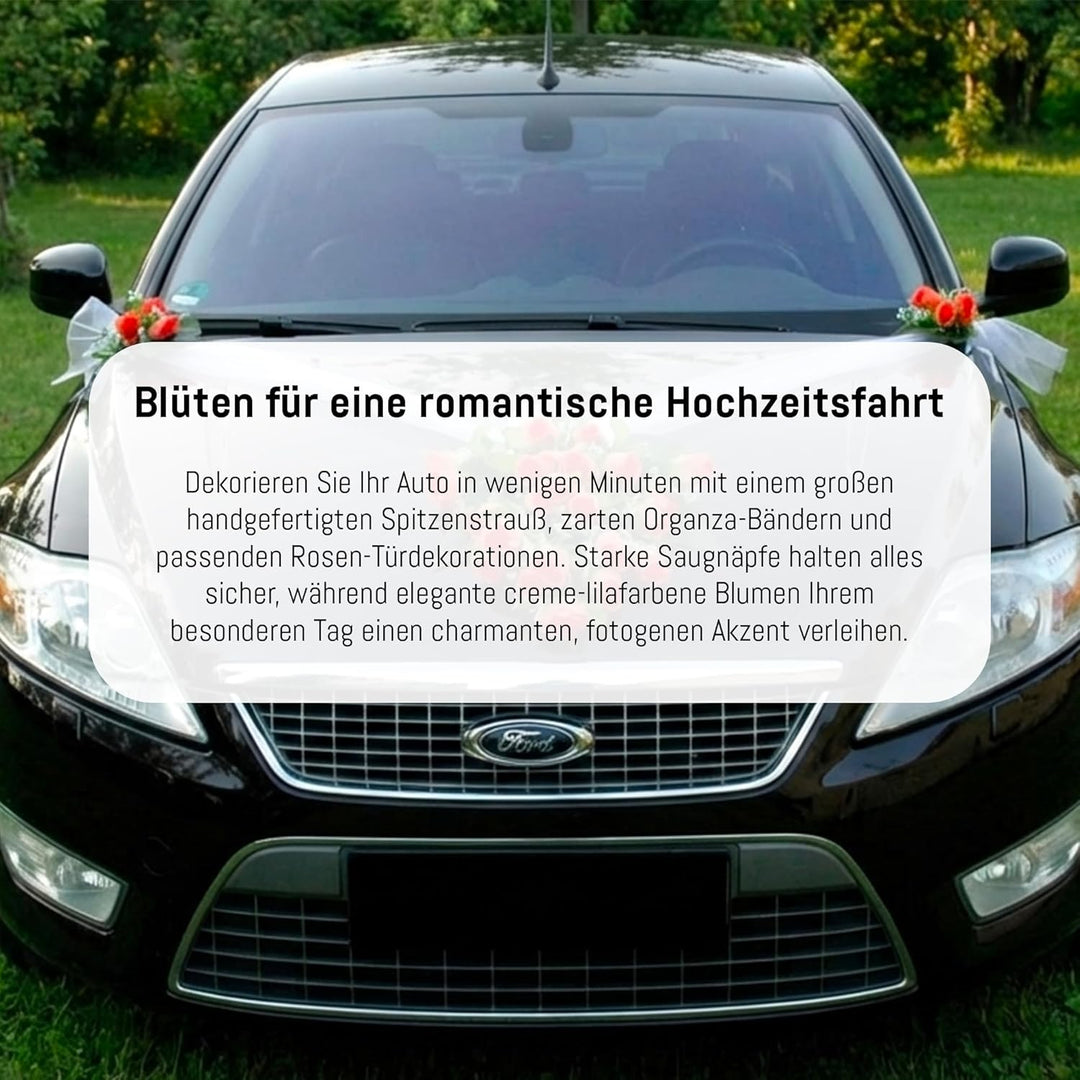 Spitze STRAUss Auto Schmuck Braut Paar Rose Deko Dekoration Autoschmuck Hochzeit Car Auto Wedding De