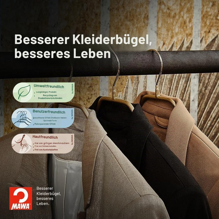 MAWA Kleiderbügel, 10 Stück, körpergeformte Metallbügel für Jacken, Mäntel, Blazer und Jacketts, 360