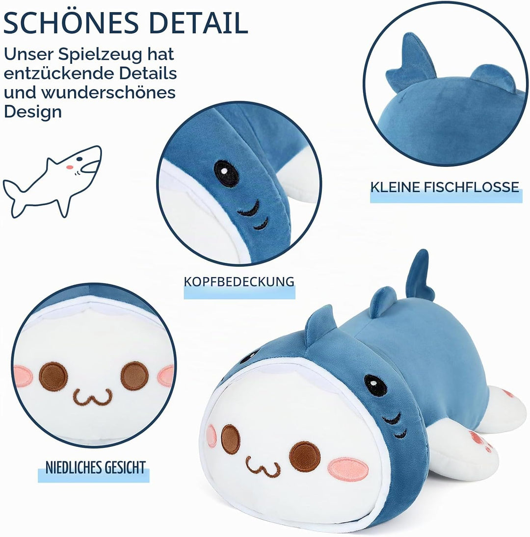 shownicer Plüschtier Hai Katze Kuscheltier Stofftier Kawaii Katze Plüsch, Kätzchen Plüschkissen Spie