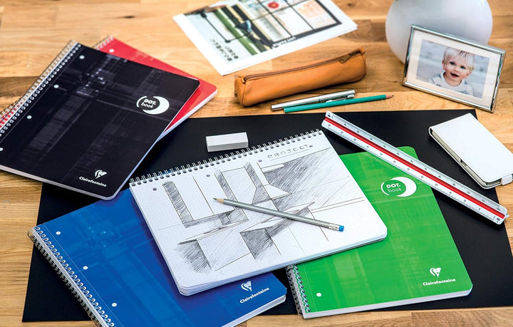 Clairefontaine 8253C - Packung mit 5 Collegeblöcken DIN A4+ mit Ringbuchlochung, 4-fach gelocht, 80