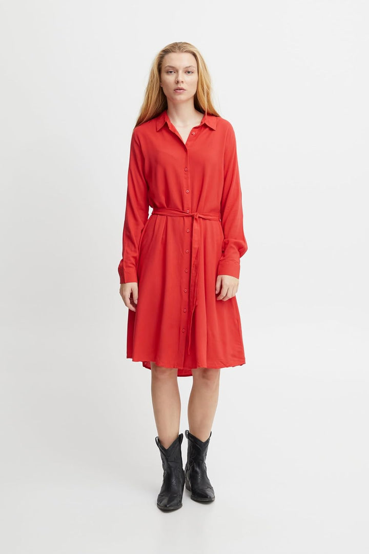ICHI Damen Ihmain Dr Kleid 36 171664/Poppy Red, 36 171664/Poppy Red