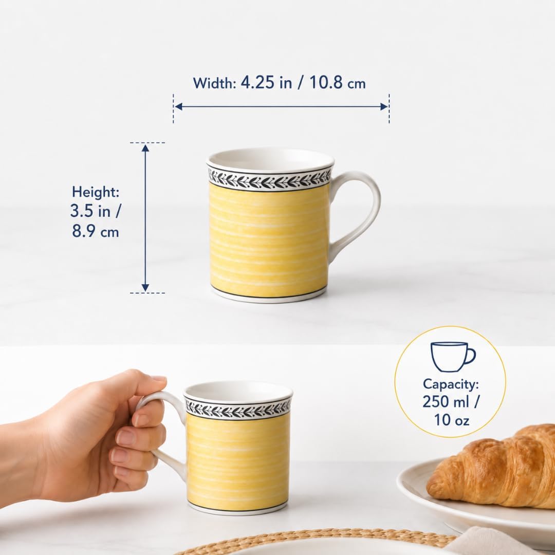 Villeroy und Boch Audun Fleur Kaffeebecher, 300 ml, Höhe: 9,1 cm, Premium Porzellan, Weiss/Bunt, Aud