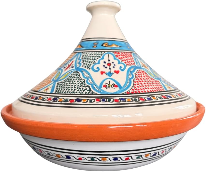 Tajine-Topf | Mehrere Muster und Farben | 25 cm und 30cm Durchmesser | ideal für 1-4 Portionen | Tra